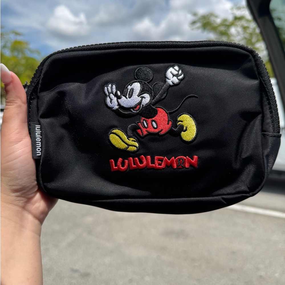Lululemon Black Belt Bag with Mickey Mouse Embroidery